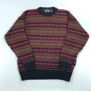 Woods & Gray Sweater Mens Large Stripe Patterned Vintage Cotton Crew neck